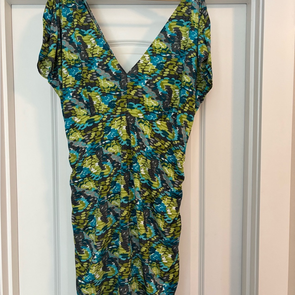 BCBGMaxAzria Vibrant Green and Blue Mini Dress